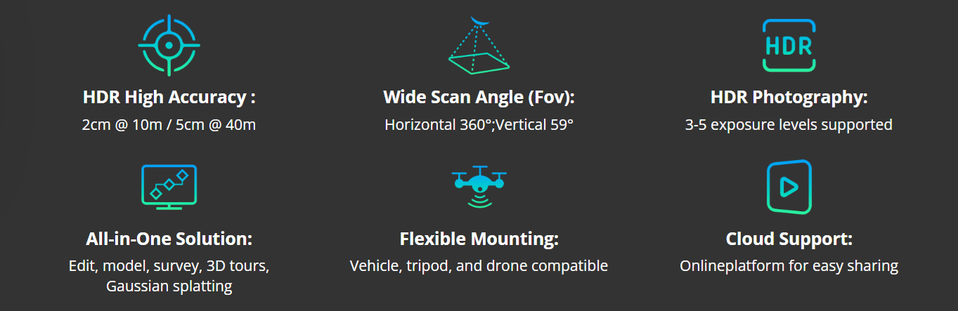 3DMakerpro Eagle scanning features including flexible tripod, vehicle and drone mounting