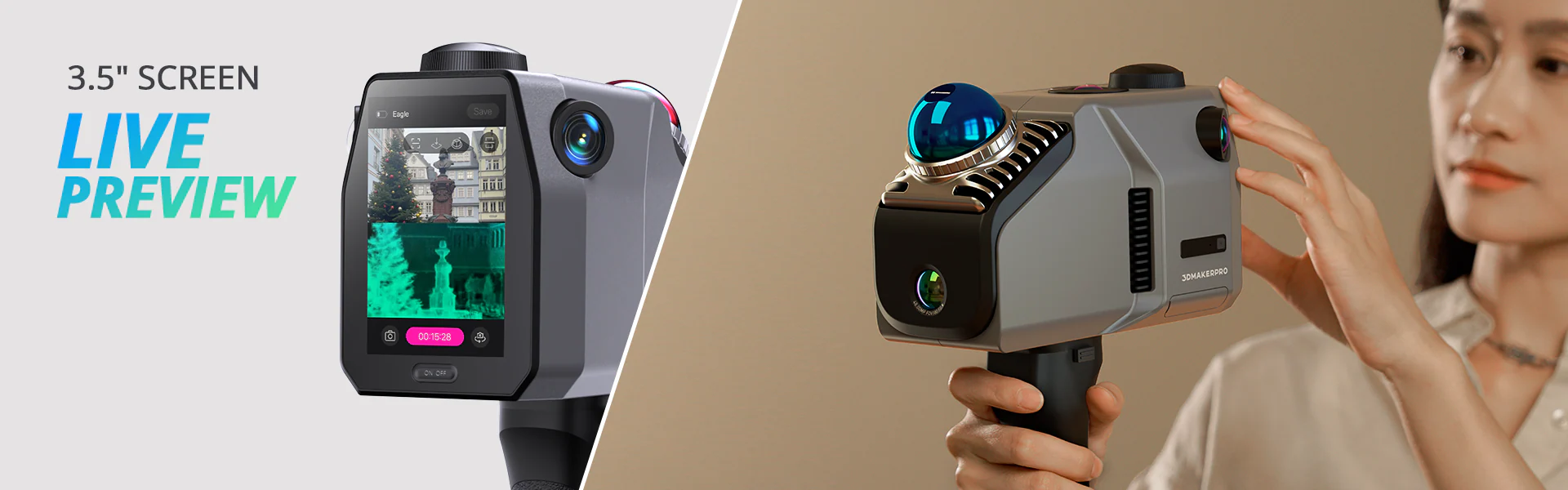 3DMakerpro Eagle 3.5-inch screen with live scan preview