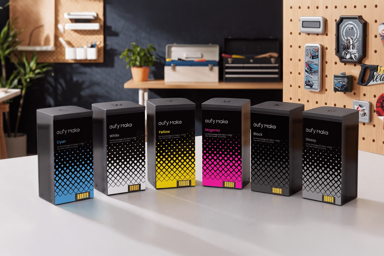eufyMake CMYKWG six-colour UV ink and cleaning cartridge set