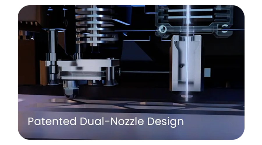 FibreSeeker 3 patented dual-nozzle CFC and FFF extrusion system